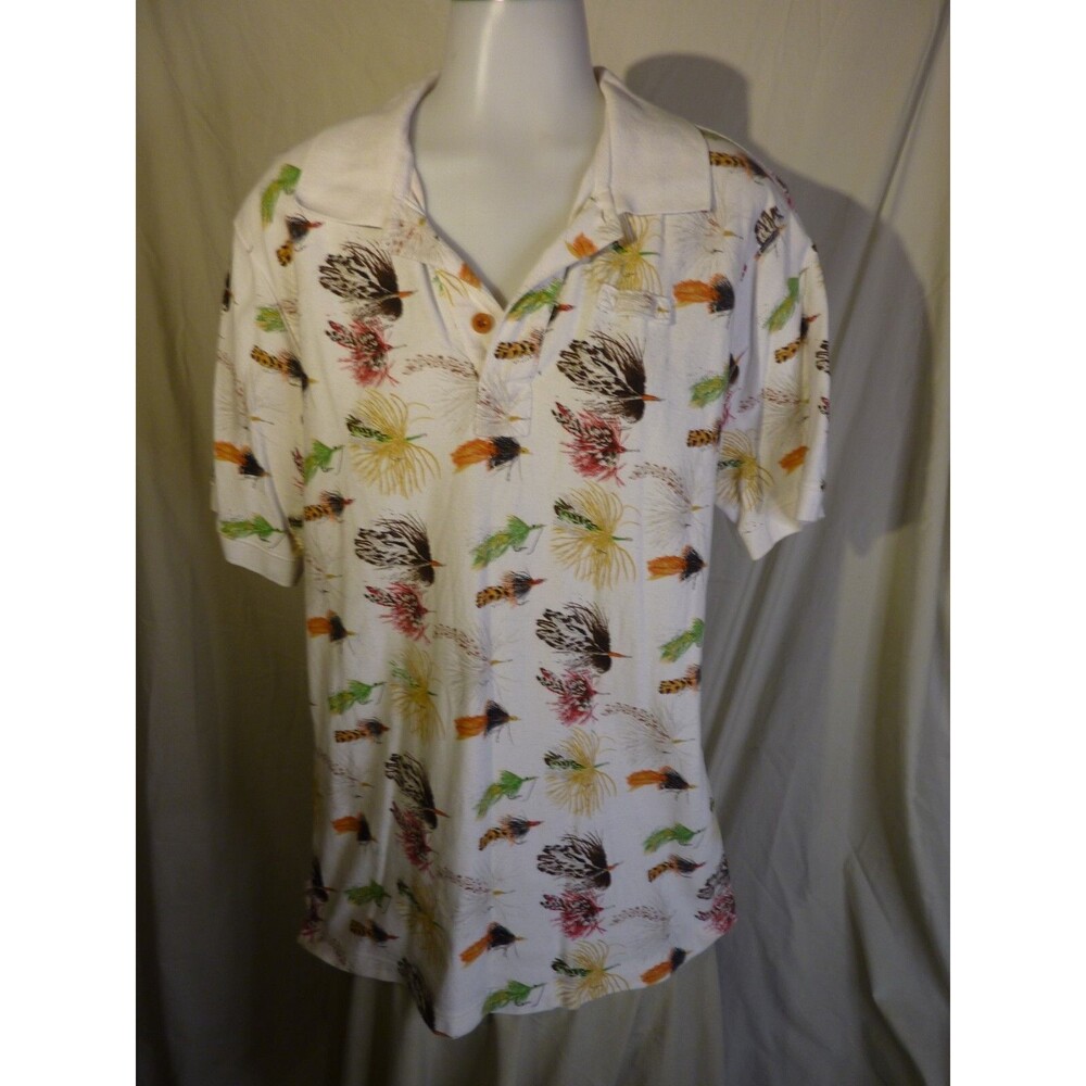 Orvis Polo Style Shirt-Fishing Lures Design-Cotton-sz M
